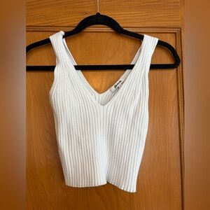 Madewell White Ribbed Tank Top